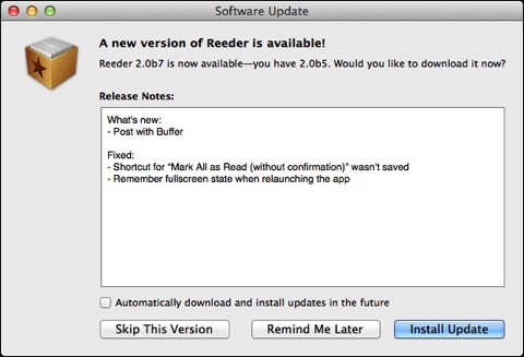 【Mac】RSSリーダー「Reeder 2」のBeta 7がリリース