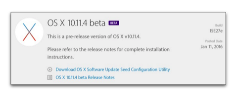 Apple、OS X 10.11.4ベータを開発者にリリース