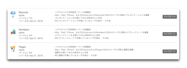 【Mac】Apple、「Keynote 7.0」「Numbers 4.0」「Pages 6.0」をリリース