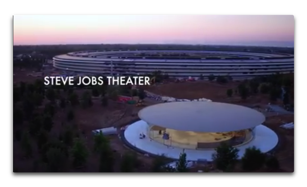 最新のApple Parkのドローンによる撮影ではSteve Jobs シアターの様子が