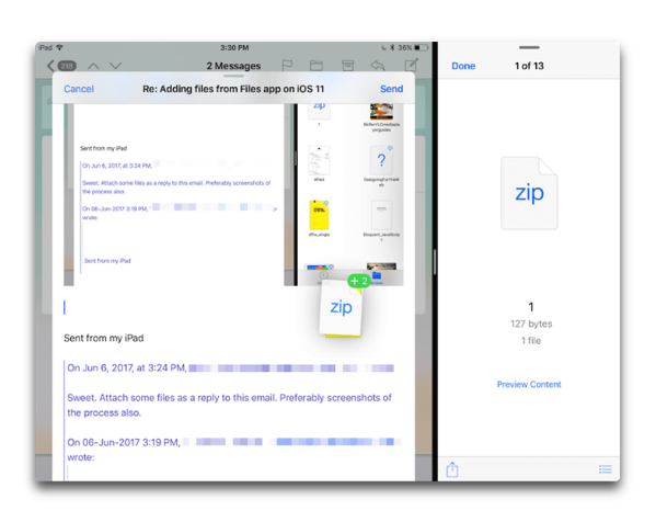 iOS 11での新機能「ドラッグ＆ドロップ」は、iPadだけでなくiPhoneでも可能