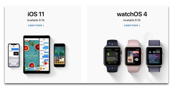Apple、「iOS 11」「watchOS 4」の正式版は9月19日（日本時間：9月20日）にリリース