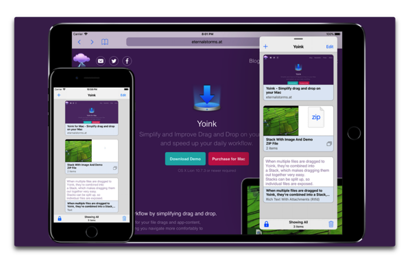 【iOS】Macでファイルをドラッグ＆ドロップで一時保管できる「Yoink」のiOS版がリリース