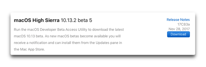 MacOS 10 13 2 beta 5