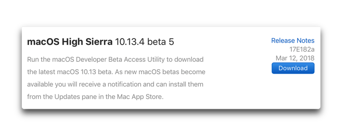 MacOS High Sierra 10 13 4 beta 5 001
