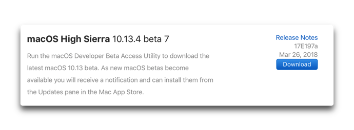 MacOS High Sierra 10 13 4 beta 7