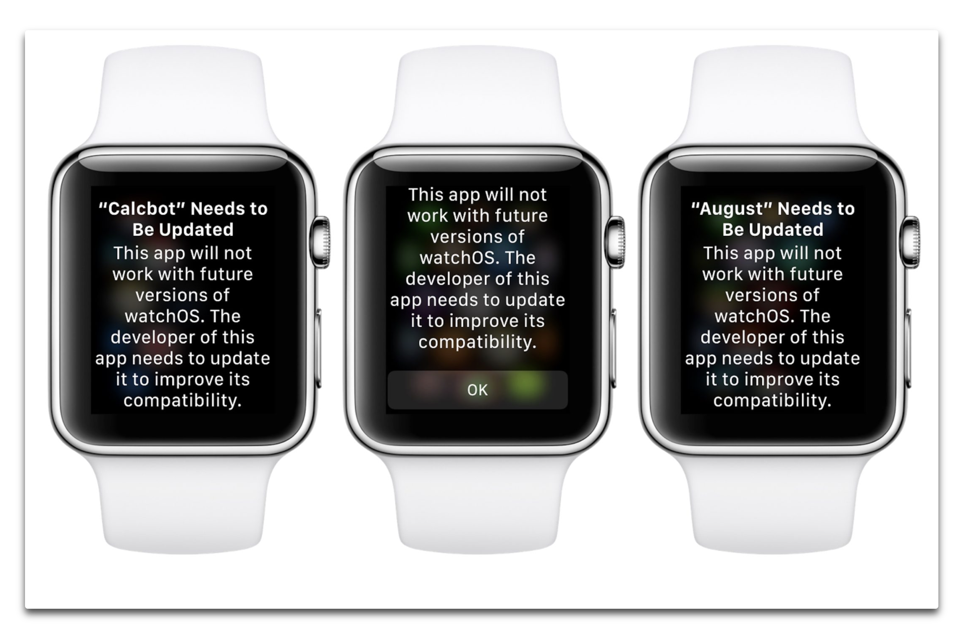 Apple Watchベータ版には古いアプリの警告が含まれています