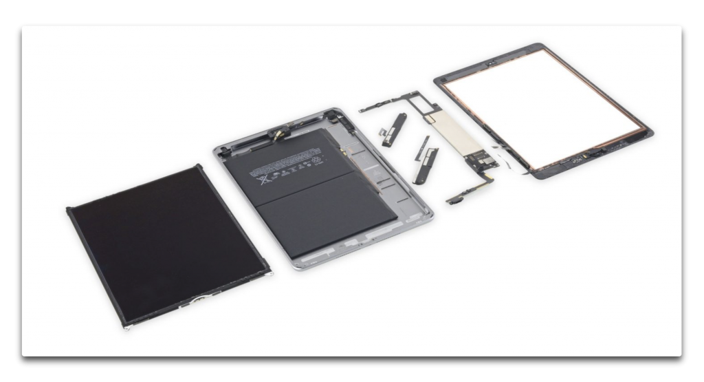 2018 iPadの分解、内部の接着剤が膠着しているため、修理不能
