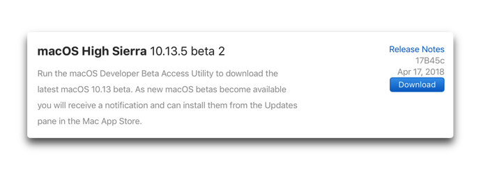 MacOS High Sierra 10 13 5 beta 2 001