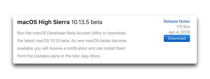 MacOS High Sierra 10 13 5 beta 001