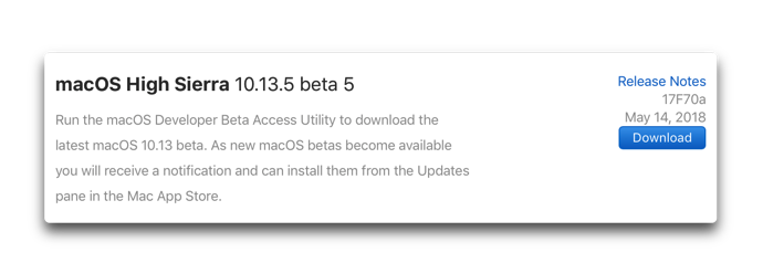MacOS High Sierra 10 13 5 beta 5 001