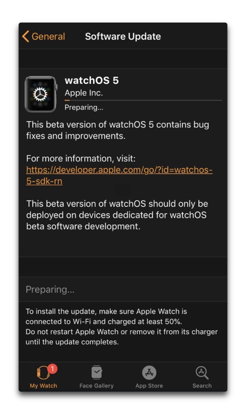 WatchOS Softwea Update 001 z