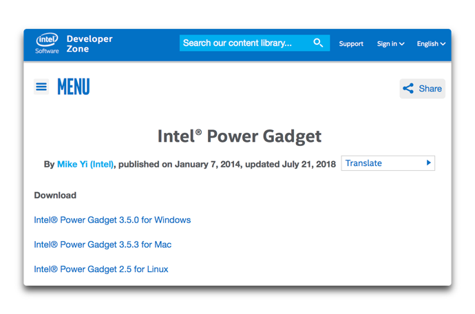 intel power gadget 1st gen