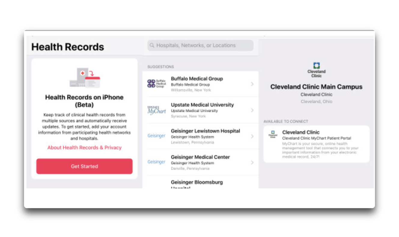Appleの、iOS Health Recordsに75以上の保健機関が協力