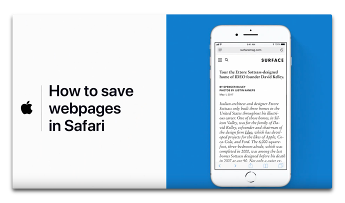 Apple Support、「SafariでWebページを保存する方法」のハウツービデオを公開