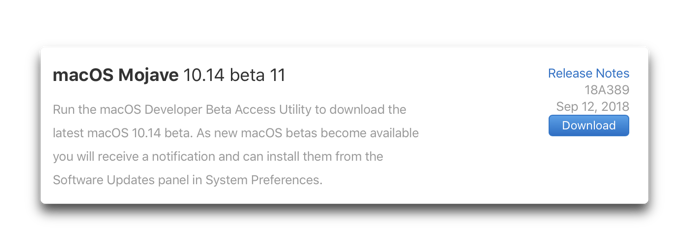 MacOS Mojave 10 14 beta 11