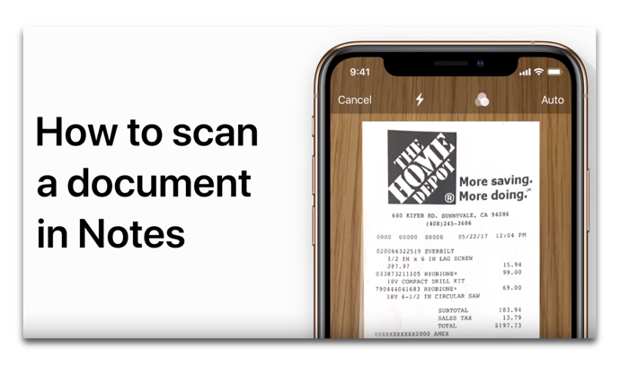 Apple Support、「メモアプリを使ってiPhone上の文書をスキャンする方法」のハウツービデオを公開