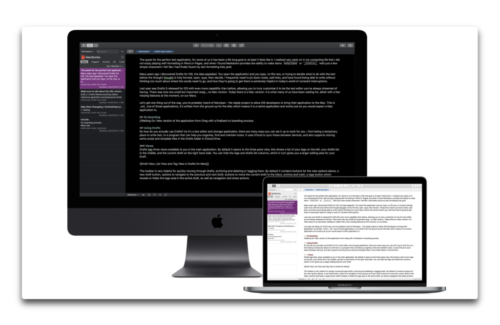 iOSで人気のDraftsの「Drafts for Mac」がリリースされています