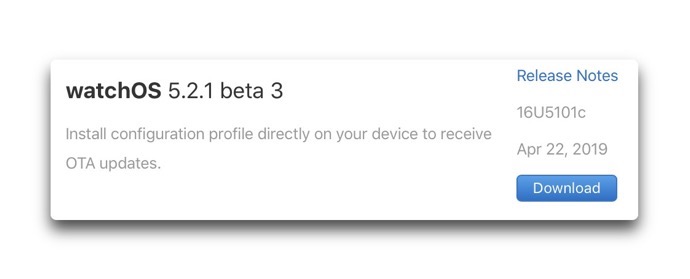 WatchOS 5 2 1 beta 3 00001