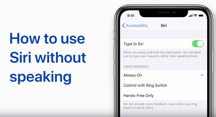 Apple Support、話す代わりにSiriにタイプ入力する方法のハウツービデオを公開
