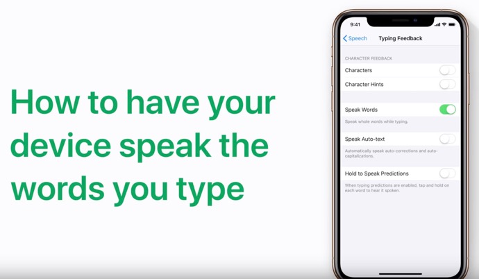 Apple Support、iPhone、iPadでタイピングしながら単語を読み上げる方法のハウツービデオを公開
