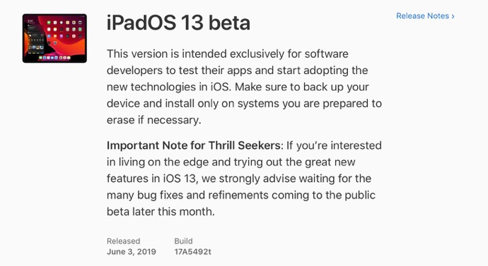 IPadOS 13 beta 00001 z