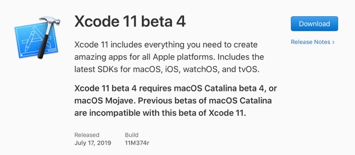 Xcode 11 beta 4 00001 z