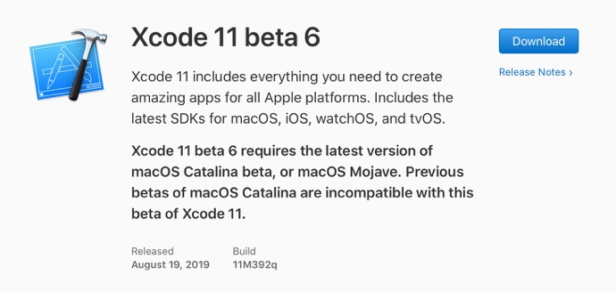 beta xcode 11 download link