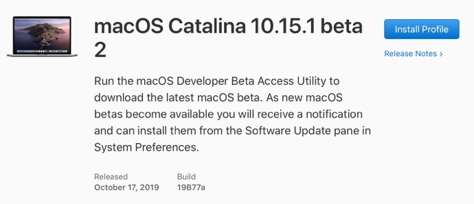 MacOS Catalina 10 15 1 beta 2 00001 z
