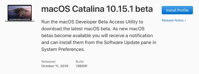 MacOS Catalina 10 15 1 beta 00001 z