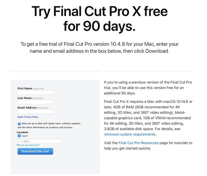 Free Trials for Final Cut Pro X 00002 z