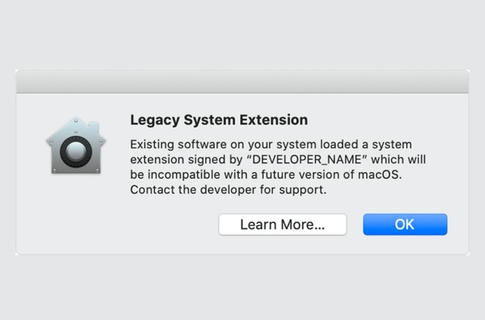 Apple、ユーザにレガシーのシステム機能拡張が今後のmacOSでは動作しない事を警告