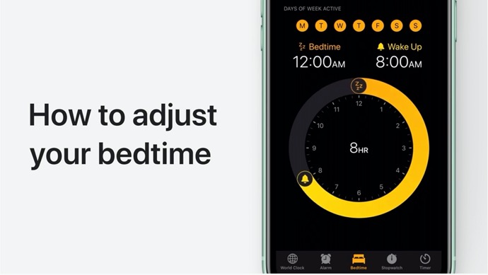 Apple Support、iPhone、iPad、の時計アプリで就寝時間を設定する方法のハウツービデオを公開