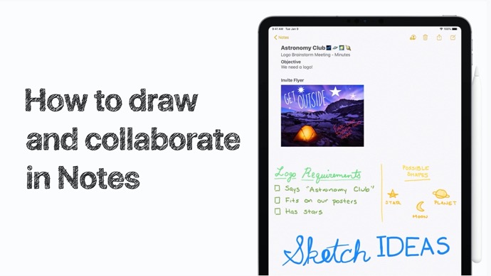 Apple Support、iPhoneおよびiPadのメモで友人と描画する方法のハウツービデオを公開