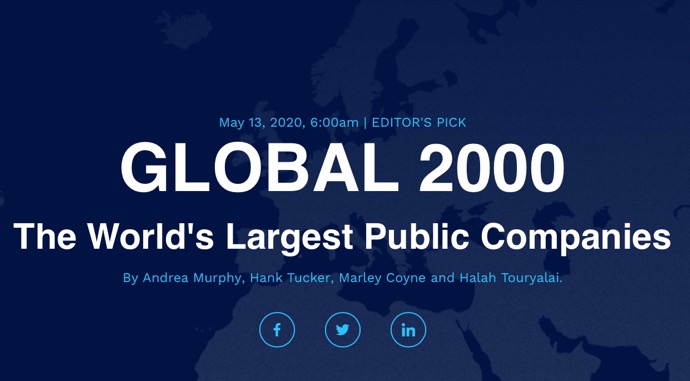 Apple、Forbes GLOBAL 2000で9位にランクイン