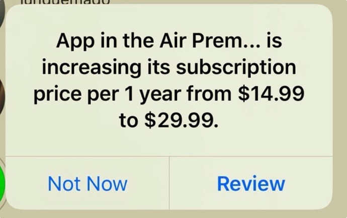 Apple、iOS/iPadOSでアプリのサブスクリプション価格が値上げの場合ユーザーにアラートを表示
