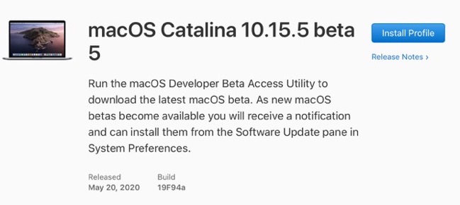 MacOS Catalina 10 15 5 beta 5 00001 z