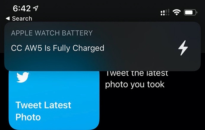 iOS 14、Apple Watchが完全に充電されると通知を送信