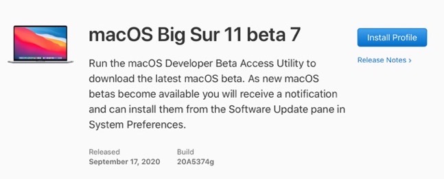 MacOS Big Sur 11 beta 7 00001 z