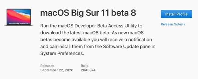 MacOS Big Sur 11 beta 8 00001 z