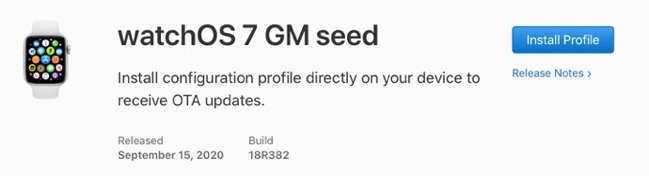 WatchOS 7 GM seed 00001 z