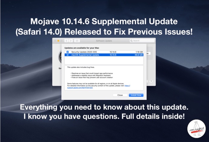 Apple、macOS Mojave 10.14.6以前の問題を修正する「Supplemental Update」をリリース