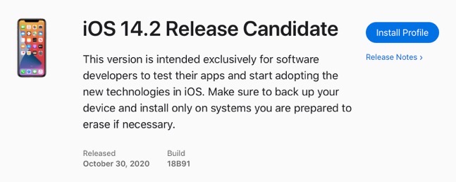 IOS 14 2 Release Candidate 00001