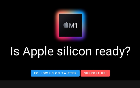 Apple Silicon M1 Macとの互換性アプリデータベースWebサイト「Is Apple silicon ready?」