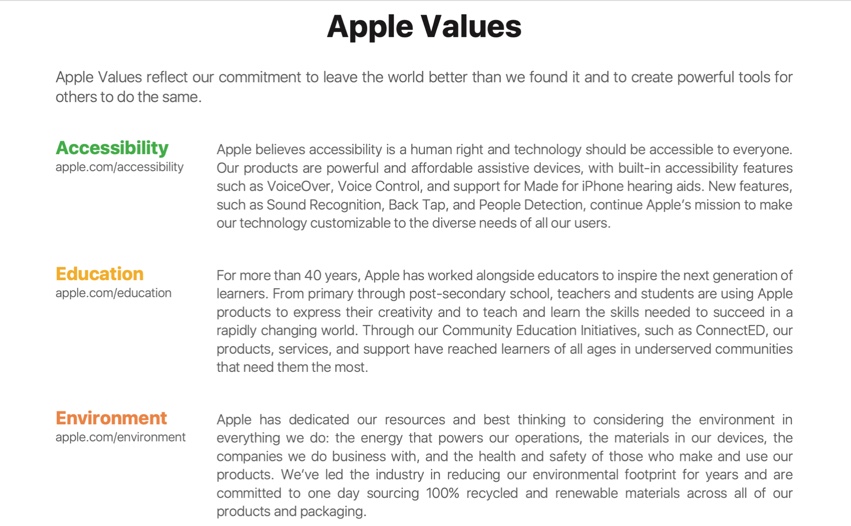 Apple、社会的価値、環境的価値、その他の価値に基づいて役員賞与を修正