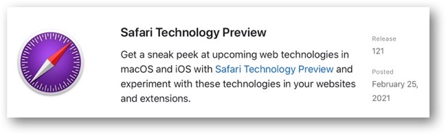 Safari Technology Preview 121 00001