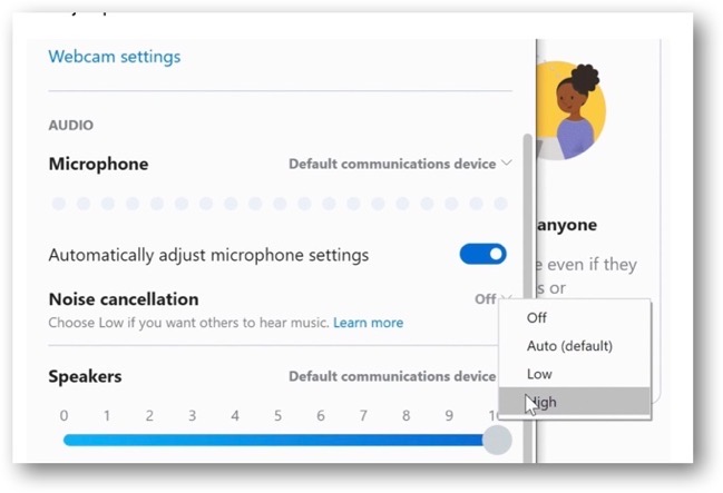 Skype active noise reduction