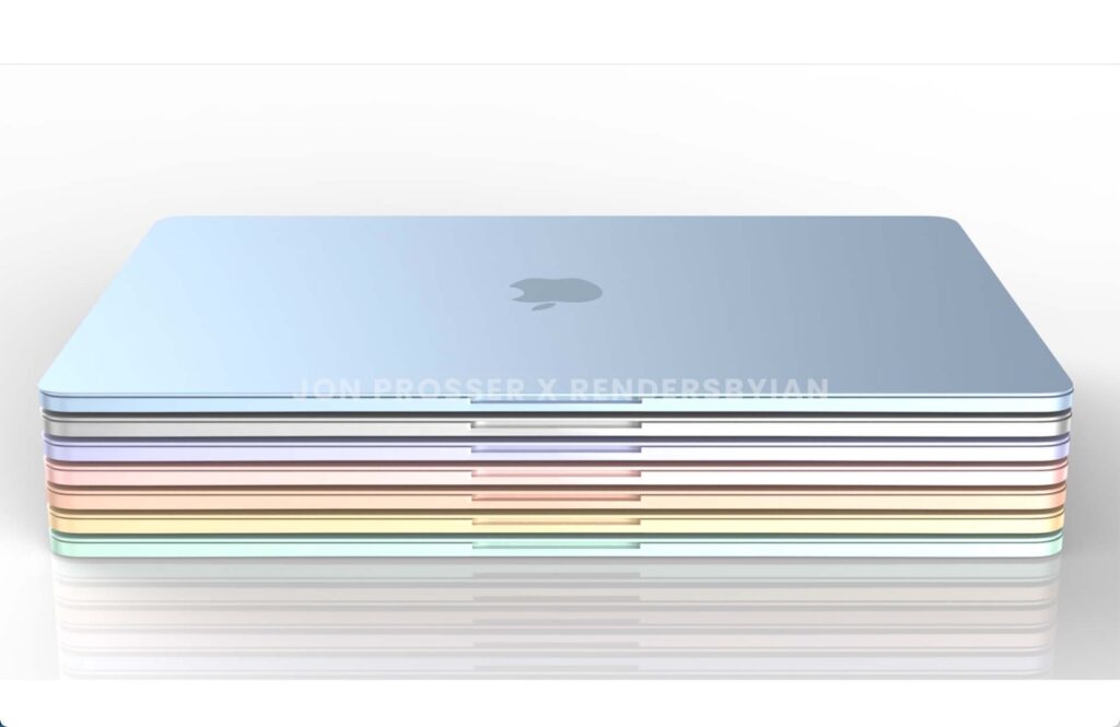 新しいM1 iMacの様なカラー、白いディスプレイベゼルのMacBook Airのレンダリング画像が公開される