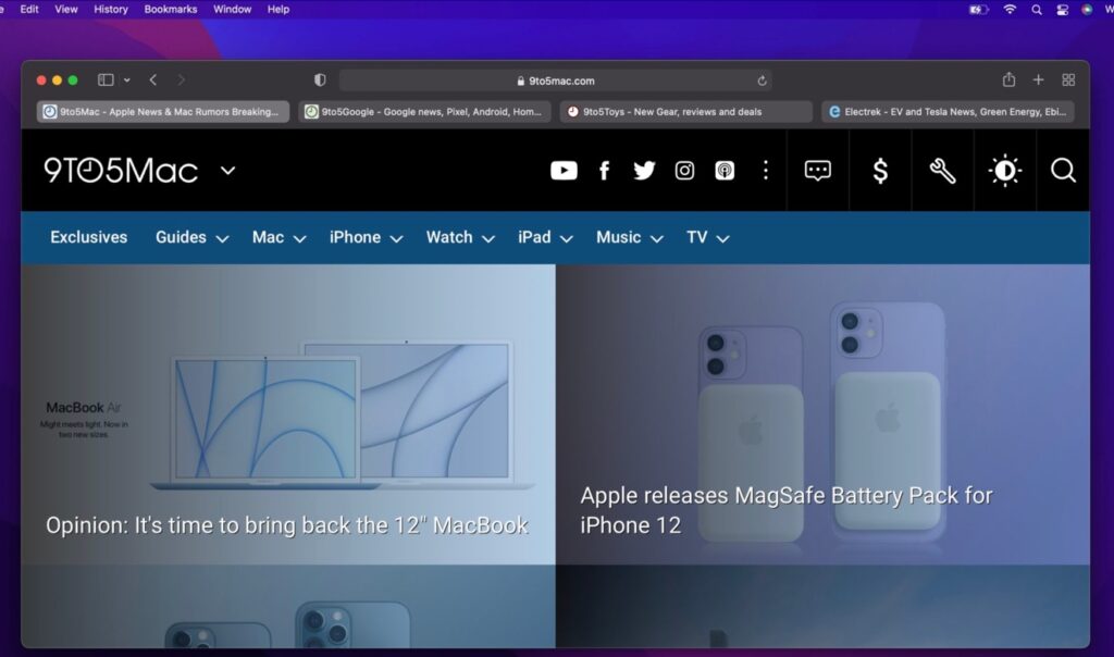macOS Monterey beta 3 、 苦情に対応し「Safari」のタブインターフェースを刷新