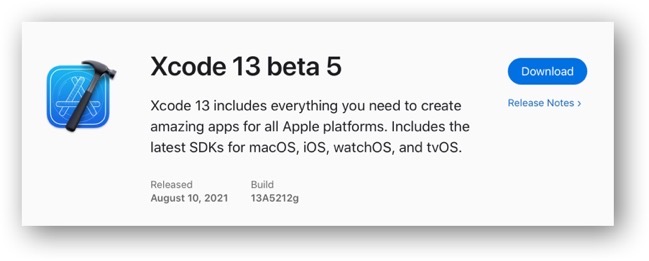 Xcode 13 beta 5